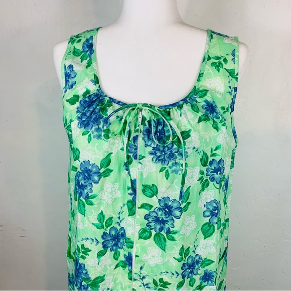 Y2K Anthony Richards Size Medium Md M Floral Green Blue House Dress Sleeveless - Picture 2 of 10
